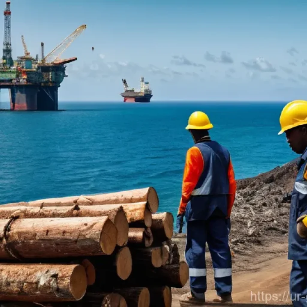 가봉의 외국인 투자 규제 - **Prompt:** A dynamic and vibrant scene showcasing Gabon's rich natural resources and industries. In...