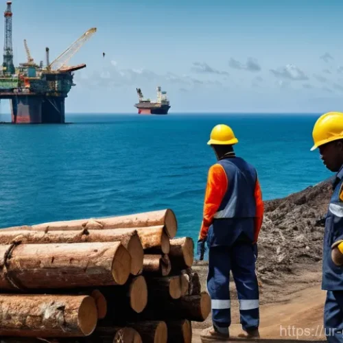 가봉의 외국인 투자 규제 - **Prompt:** A dynamic and vibrant scene showcasing Gabon's rich natural resources and industries. In...