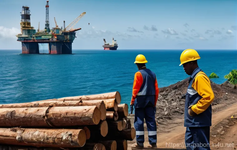 가봉의 외국인 투자 규제 - **Prompt:** A dynamic and vibrant scene showcasing Gabon's rich natural resources and industries. In...