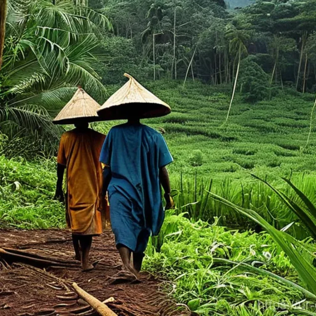 가봉 독립 과정 - **Prompt 1: Colonial Gabon - Resource Extraction and Resilience**
    "A historical depiction of Gab...