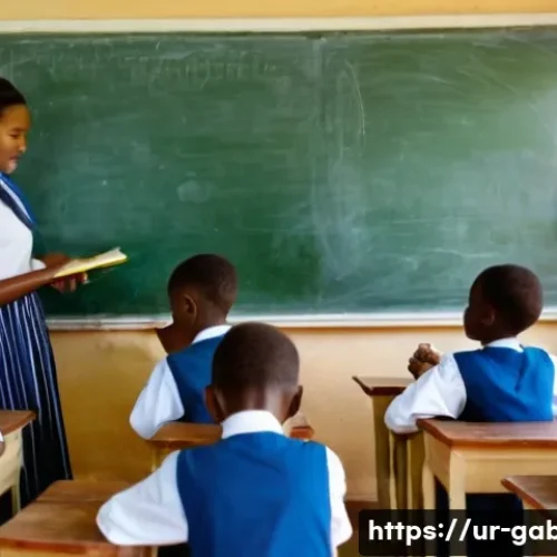 가봉 교육 제도 및 학교 시스템 - **Prompt:** A vibrant, sunlit classroom in Gabon, where a group of cheerful Gabonese primary school ...